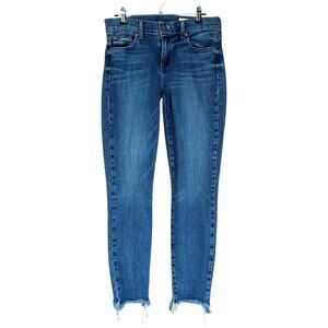 Pistola Jeans Women Size 27 Blue Stone Wash Skinny Frayed Raw Hem Ankle Denim